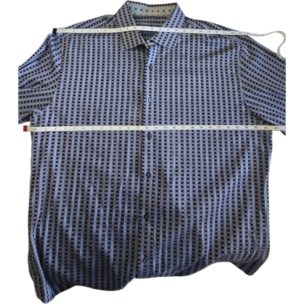 Robert Graham Shirt 3XL Blue Purple Texture Black Paisley Cuffs - Picture 4 of 12